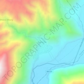 Carte topographique Secocha, altitude, relief