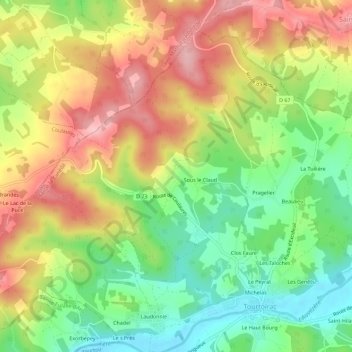 Carte topographique Rozier, altitude, relief