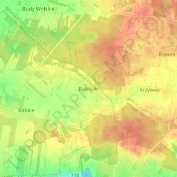 Carte topographique Babiczki, altitude, relief