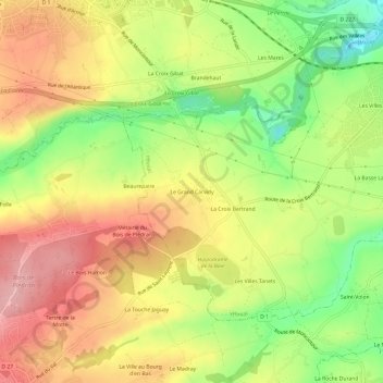 Carte topographique Le Grand Carvidy, altitude, relief