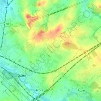 Carte topographique Ponchau, altitude, relief