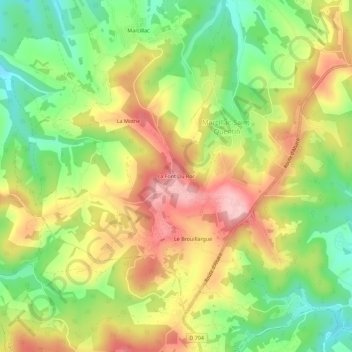 Carte topographique La Font Du Roc, altitude, relief