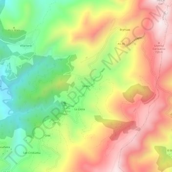 Carte topographique Oneta, altitude, relief