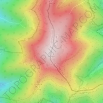 Carte topographique Kohút, altitude, relief