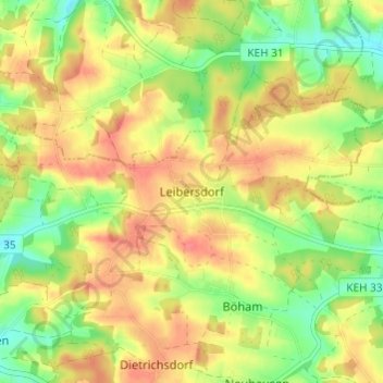 Carte topographique Leibersdorf, altitude, relief