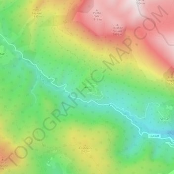Carte topographique Nerín, altitude, relief