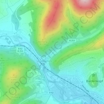 Carte topographique Am Kleeberg, altitude, relief