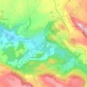 Carte topographique La Collonge, altitude, relief
