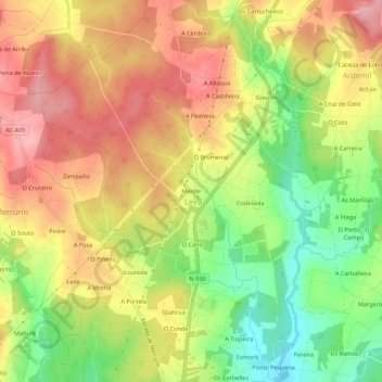 Carte topographique Menlle, altitude, relief