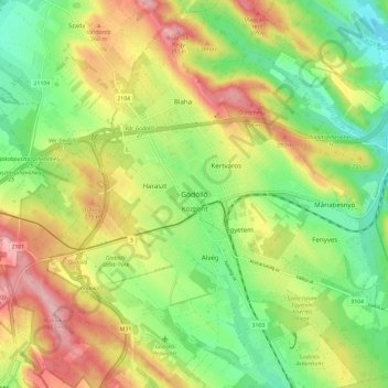 Carte topographique Gödöllő, altitude, relief