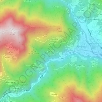 Carte topographique Blegieri, altitude, relief