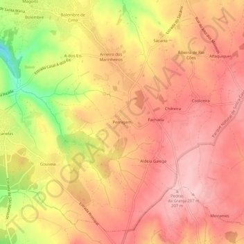 Carte topographique Pernigem, altitude, relief