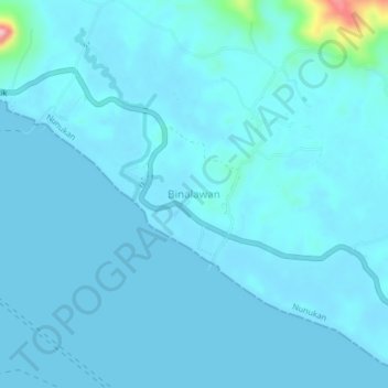 Carte topographique Binalawan, altitude, relief
