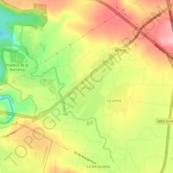 Carte topographique La Laja, altitude, relief