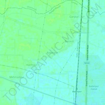 Carte topographique Babarpur, altitude, relief
