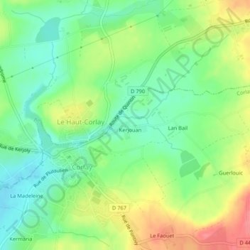 Carte topographique Kerpoisson, altitude, relief