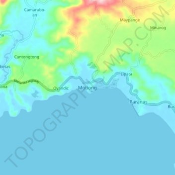 Carte topographique Motiong, altitude, relief