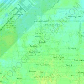 Carte topographique Damai, altitude, relief