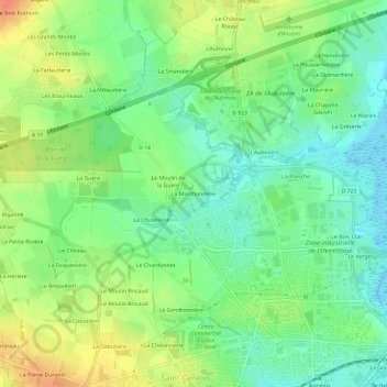 Carte topographique La Marchanderie, altitude, relief