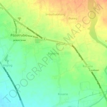 Carte topographique Banding, altitude, relief