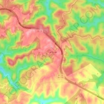 Carte topographique Pine Ridge, altitude, relief