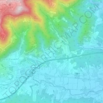 Carte topographique Stopnik, altitude, relief