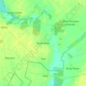 Carte topographique Nowa Wieś, altitude, relief