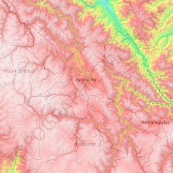 Carte topographique Huamanga, altitude, relief