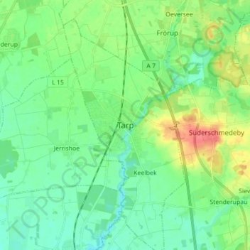 Carte topographique Tarp, altitude, relief