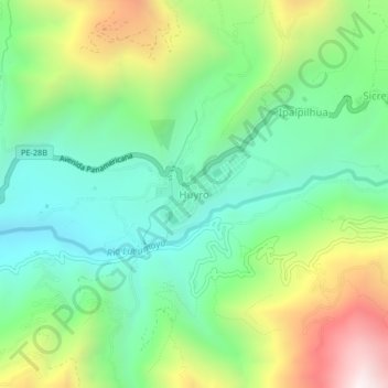 Carte topographique Huyro, altitude, relief