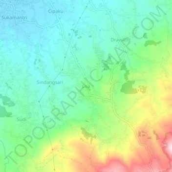 Carte topographique Loa, altitude, relief