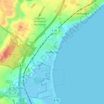 Carte topographique Haffkrug, altitude, relief