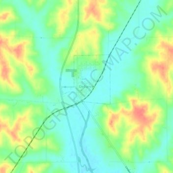 Carte topographique Defiance, altitude, relief