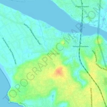 Carte topographique Azhikode, altitude, relief