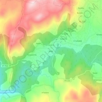 Carte topographique Nodar, altitude, relief