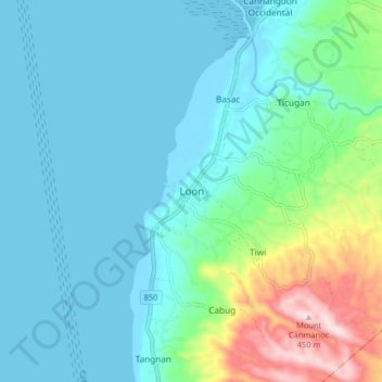 Carte topographique Loon, altitude, relief