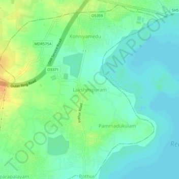 Carte topographique Lakshmipuram, altitude, relief