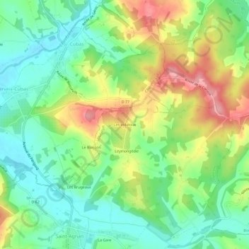 Carte topographique Les Vidaloux, altitude, relief