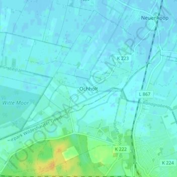 Carte topographique Ochholt, altitude, relief