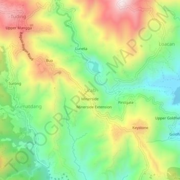 Carte topographique Ucab, altitude, relief
