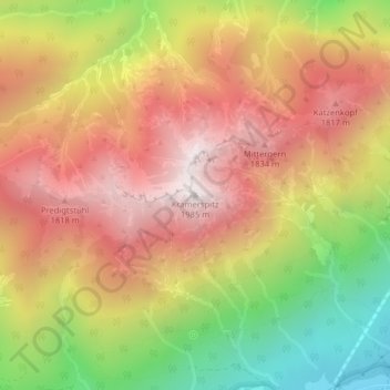 Carte topographique Kramerspitz, altitude, relief