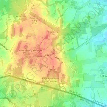 Carte topographique Lönsberg, altitude, relief