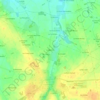 Carte topographique La Miltière, altitude, relief