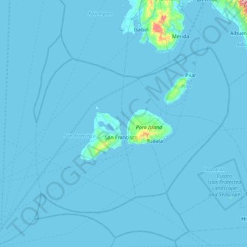 Carte topographique Camotes Islands, altitude, relief
