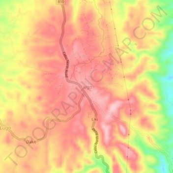 Carte topographique Lugo, altitude, relief
