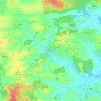 Carte topographique Tegernbach, altitude, relief