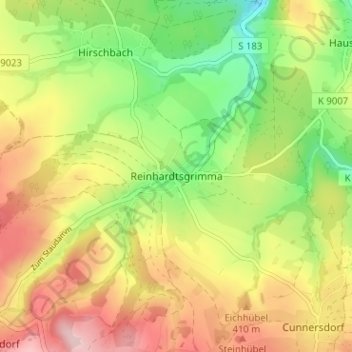 Carte topographique Reinhardtsgrimma, altitude, relief