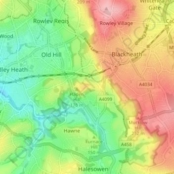 Carte topographique High Haden, altitude, relief
