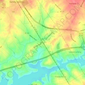 Carte topographique Denver, altitude, relief