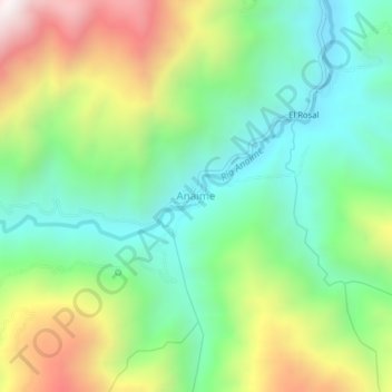 Carte topographique Anaime, altitude, relief